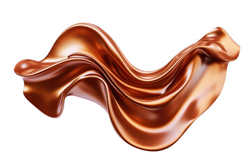 A flowing. metallic copper fabric gracefully undulating in a dynamic wave. its reflective surface and smooth texture. ideal for design and art applications