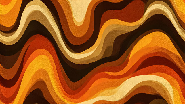 70年代レトロ・グルーヴ波模様パターン/70s Retro Groovy Wavy Stripes Seamless Pattern
