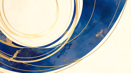 白背景に円を描くような金色と紺色のラインのイラスト