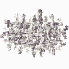 Abstract mosaic design of shapes against a white backdrop