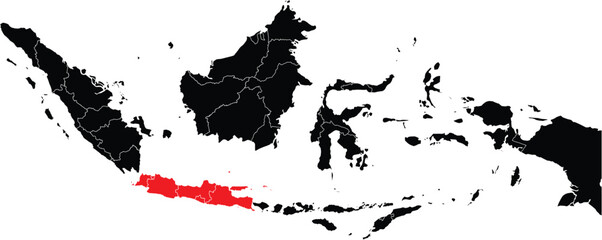 Obraz premium Java Islands Region on Map of Indonesia