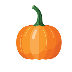Stylized Orange Pumpkin with a Curved Green Stem and Subtle Highlight