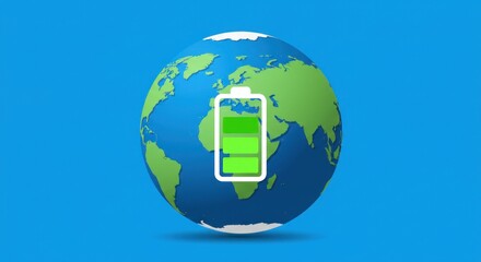 Earth with battery global energy and sustainability