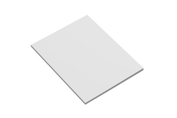 US Letter Magazine White Blank 3D Rendering Transparent Background Mockup PNG