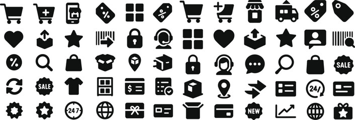Finance and Shopping Solid Black Silhouette Icon Set © MORIUM JANNAT