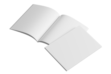 US Letter Magazine White Blank 3D Rendering Transparent Background Mockup PNG