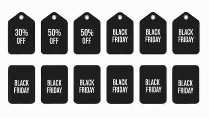 Snag amazing Black Friday deals with these eye-catching sale tags offering 30% and 50% off, perfect for enticing shoppers and boosting holiday sales!