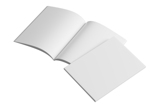 US Letter Magazine White Blank 3D Rendering Transparent Background Mockup PNG - Powered by Adobe