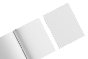 US Letter Magazine White Blank 3D Rendering Transparent Background Mockup PNG