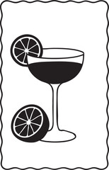 Limoncello Cocktail Vector Illustration with Lemon and Glass