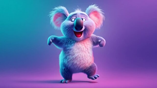 Cheerful Koala Cartoon Character Dancing with Joy and Happiness.
