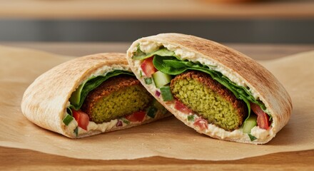 Falafel wrap close up