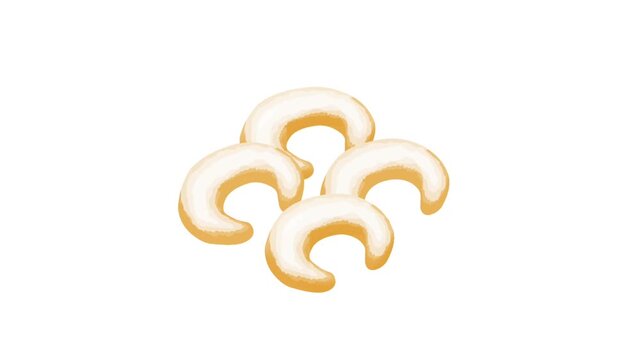 2D Animated Putri Salju Cookies or Buttery crescent cookies coated in powdered sugar for Festive Culinary Content