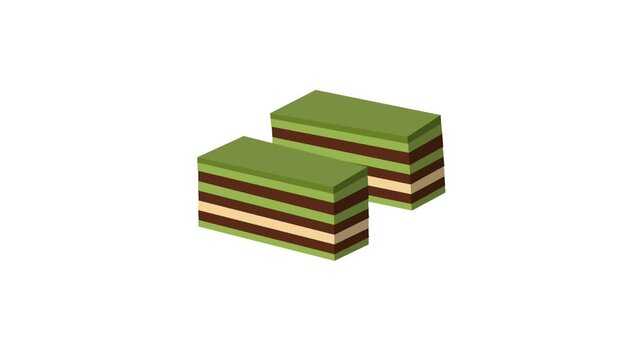 2D Animated Lapis Legit Slices or Indonesian layered butter cake for Culinary and Festive Content