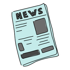 Flat style illustration of a newspaper, suitable for media, news, journalism, press, communication, and information themes.