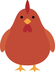 Simple Flat Graphic Brown Chicken Illustration Cute Farm Animal