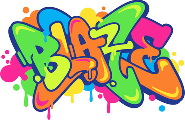 Naklejka premium Colorful Drip Style Blast Graffiti Word with Drips and Circles Illustration
