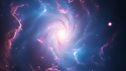 Swirling cosmic spiral galaxy and vibrant gas nebula in deep space ideal for science background - Powered by Adobe
