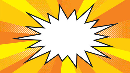 ギザギザ吹き出しとサンバースト背景/イエロー