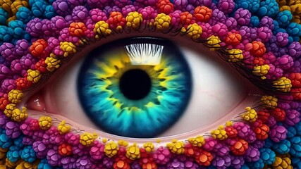 Kaleidoscopic Vision: A mesmerizing journey into the depths of eyes surrounded by abstract vibrant - Powered by Adobe