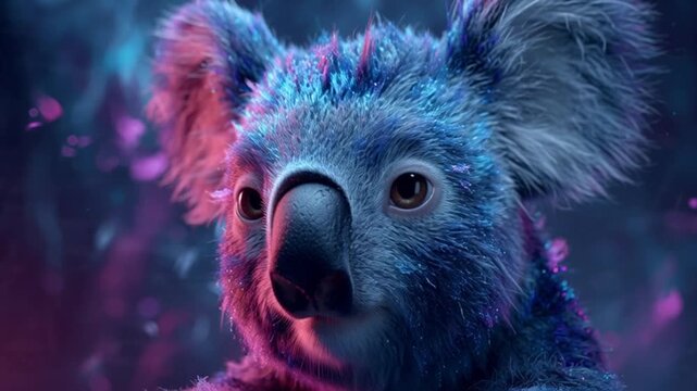 Neon Koala Portrait - A Vibrant and Colorful Wildlife Illustration.
