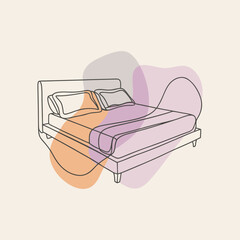 Bedroom color line art vector art 