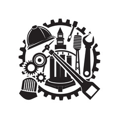Set Of Construction hardware industrial tools silhouette vector art file- 7