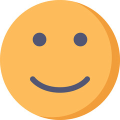 Fototapeta premium Simple Orange Smiley Face Icon with Dark Blue Eyes and Mouth on Transparent Background Minimalist Cartoon Style