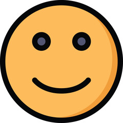 Simple Orange Smiley Face Icon with Two Black Eyes and a Smiling Mouth on a Transparent Background Representing Happiness and Positivity