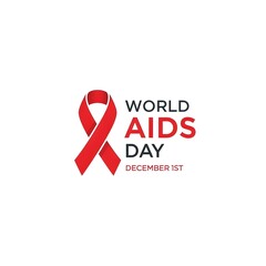 Minimalist World AIDS Day Logo with Red Ribbon &ndash; Vector Illustration