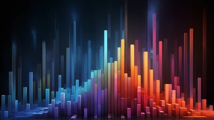 AI Bitcoin Data Flow Chart Vibrant Motion Graphic, Colorful Bars Infographic Visualisation, Dynamic Data Analysis, Modern Data Processing Art - Powered by Adobe