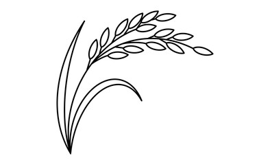 秋に使える稲穂または麦の白黒イラストアイコン素材