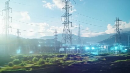 Energy infrastructure and power lines against a beautiful backdrop of nature - Powered by Adobe