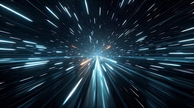 Fast Motion Hyperspace Jump with Neon Glow