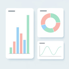 Minimalist Data Analytics Dashboard with Bar Chart, Donut Chart, and Line Graph
