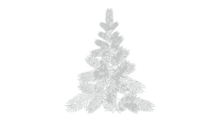 Thin outline pine branches forming a christmas tree with a crisp vector design on a white background