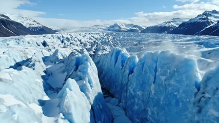 Expansive Glacier Landscape Ice Blue Mountains Footage Natural Beauty