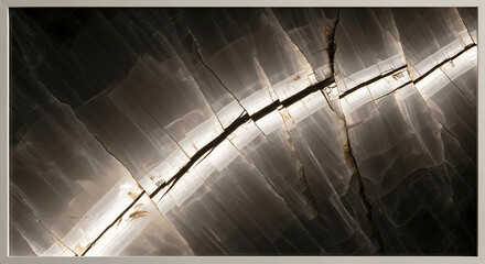 Close-Up Mineral Fracture Line with Soft Light and Abstract Natural Geometry