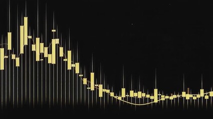 Digital financial market data visualization with a dynamic bar and line graph on a dark background, illustrating economic trends and investment analysis - Powered by Adobe