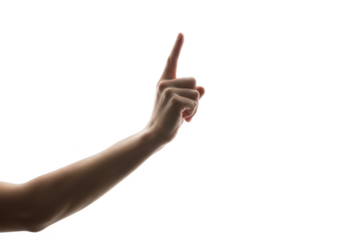 Hand pointing up isolated on transparent background
