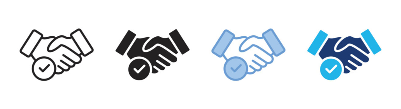 Handshake icon set multiple style collection