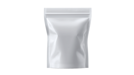 Isolated white stand-up pouch mockup on a transparent background