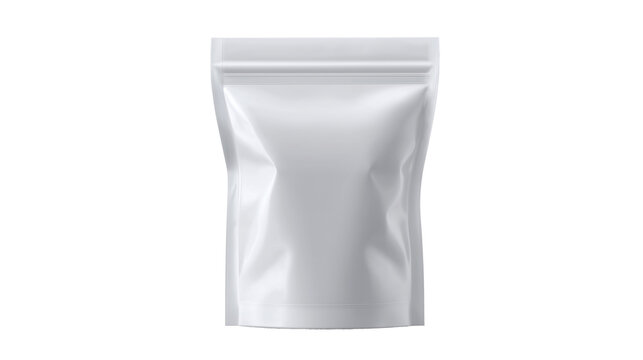Isolated white stand-up pouch mockup on a transparent background
