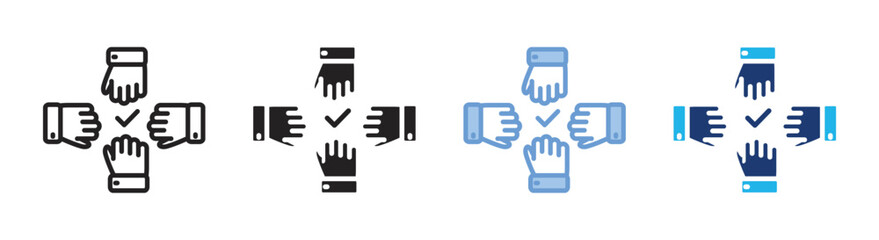 Cooperation icon set multiple style collection