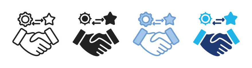 Cooperation icon set multiple style collection