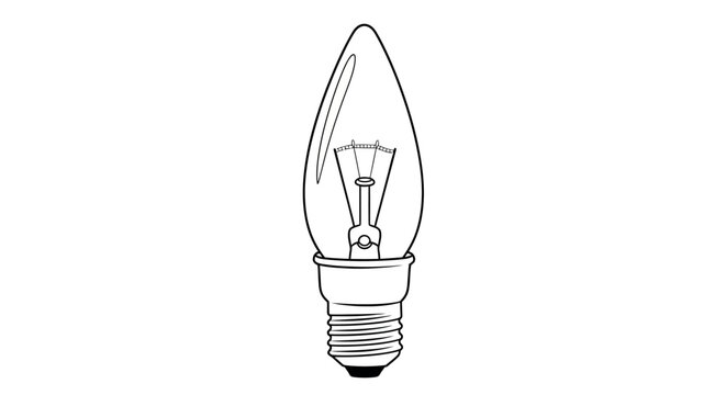 Classic c7 light bulb outline teardrop shape clean line art