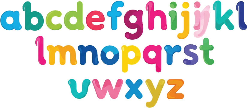Colorful Alphabet Letters Lowercase ABC XYZ.