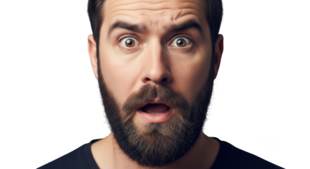 Man with surprised expression isolated on transparent background