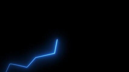 Bright blue neon zigzag line graph on a solid black background chart - Powered by Adobe