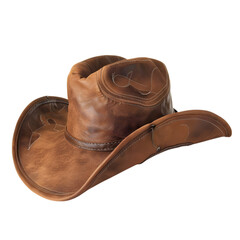 A brown cowboy hat isolated on white and transparent background